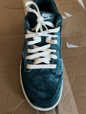 Nike Teal Velvet Low-Top Sneakers with White Laces